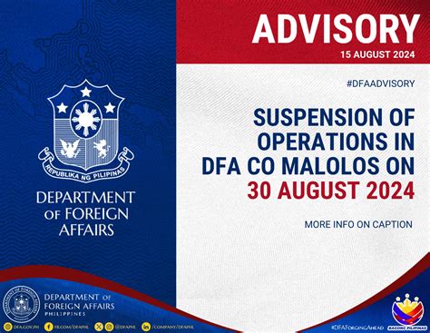 dfa malolos|Public Advisory: Temporary Suspension of Operations in DFA .